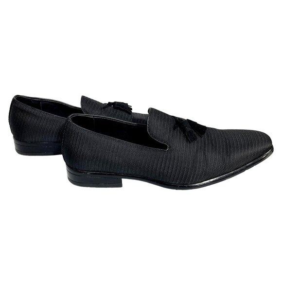 Stacy Adams DShoes Mens Size 9M Tazewell Tassel Slip On Formal Loafers Black Men - Picture 1 of 13